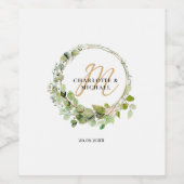 Étiquette Pour Bouteilles De Vin Simple, élégant, monogramme mariage eucalyptus (Étiquettes simples)