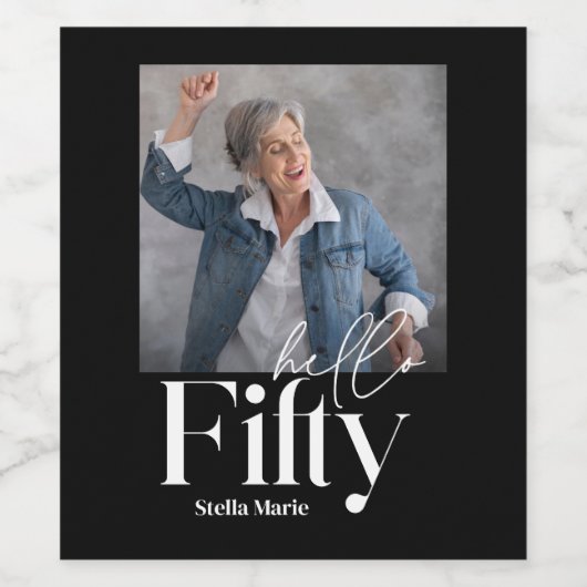 Étiquette Pour Bouteilles De Vin Simple et moderne noir 50e anniversaire (Étiquettes simples)