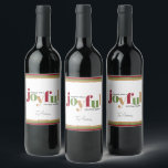 Étiquette Pour Bouteilles De Vin Simple Festif Joyeux Noël<br><div class="desc">Un joyeux étiquette de bouteille de vin de Noël orné du mot "Joyful" en rouge vif,  vert et or,  conçu dans un style ludique. Ce étiquette festif est élégant et simple,  fournissant un texte personnalisé pour vous permettre d'ajouter votre nom.</div>