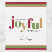 Étiquette Pour Bouteilles De Vin Simple Festif Joyeux Noël (Étiquettes simples)