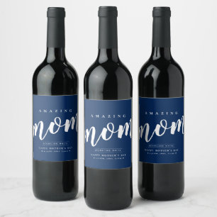 Étiquette Pour Bouteilles De Vin Simple Fête des Mères Moderne Personnalisée