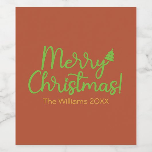 Étiquette Pour Bouteilles De Vin Simple Joyeux Noël Reddish-Brown (Étiquettes simples)