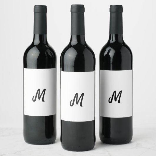 Étiquette Pour Bouteilles De Vin simple logo monogramme minimal personnalisé (Bouteilles)