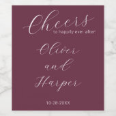 Étiquette Pour Bouteilles De Vin Simple mariage élégant script Bourgogne (Étiquettes simples)