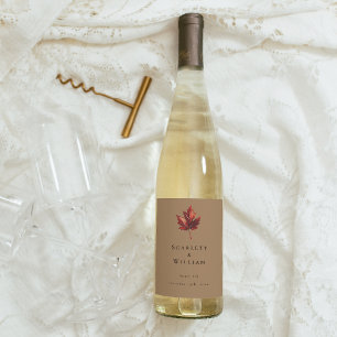 Étiquette Pour Bouteilles De Vin Simple Mariage Minimaliste Feuille Terracotta Auto