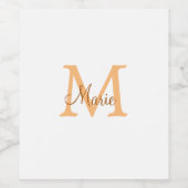 Étiquette Pour Bouteilles De Vin simple minimal ajouter nom monogramme orange marro (Étiquettes simples)