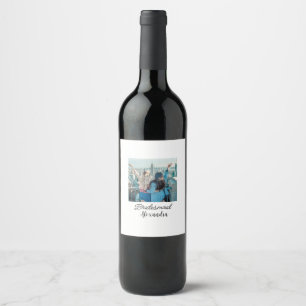 Étiquette Pour Bouteilles De Vin simple minimal ajoutez votre nom photo demoiselle