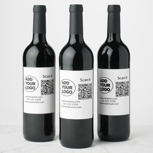 Étiquette Pour Bouteilles De Vin Simple minimum q r code ajouter logo code d'analys (Bouteilles)