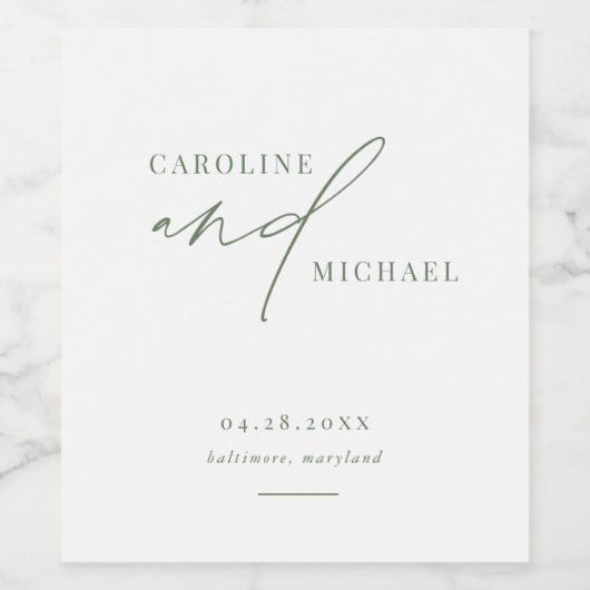 Étiquette Pour Bouteilles De Vin Simple Modern Script Names Mariage (Étiquettes simples)