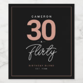 Étiquette Pour Bouteilles De Vin Simple moderne 30 & Flirty Personnalisé (Étiquettes simples)