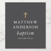 Étiquette Pour Bouteilles De Vin Simple moderne Elegant Cross Baby Baptism (Étiquettes simples)