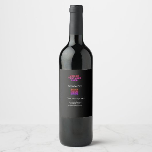 Étiquette Pour Bouteilles De Vin Simple scan minimal pour payer Ajouter logo QR sit (Devant)