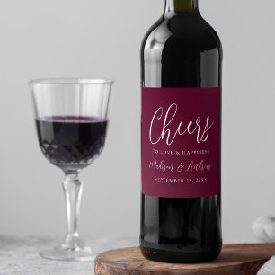Étiquette Pour Bouteilles De Vin Simple Script Bourgogne À la santé de l'amour Mari