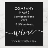 Étiquette Pour Bouteilles De Vin Simple Script - Noir & Blanc (Étiquettes simples)