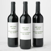 Étiquette Pour Bouteilles De Vin Simple vert minimal ajouter votre nom de texte pho (Bouteilles)