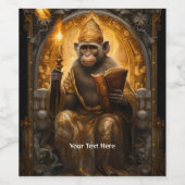 Étiquette Pour Bouteilles De Vin Singe avec livre (Étiquettes simples)