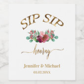 ÉTIQUETTE POUR BOUTEILLES DE VIN "SIP SIP HOORAY" (Étiquettes simples)