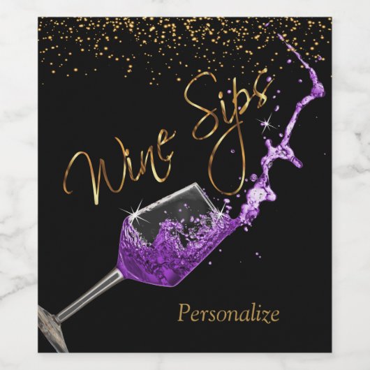 Étiquette Pour Bouteilles De Vin Sips 🍷 - Violet (Étiquettes simples)