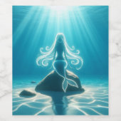 Étiquette Pour Bouteilles De Vin Sirène sous-marine éclairée (Étiquettes simples)