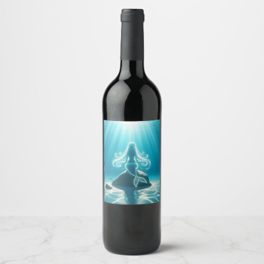 Étiquette Pour Bouteilles De Vin Sirène sous-marine éclairée (Devant)
