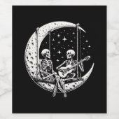 Étiquette Pour Bouteilles De Vin Skeleton Couple Moon Guitare (Étiquettes simples)