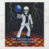 Étiquette Pour Bouteilles De Vin Skeleton Halloween Disco Party Merci (Étiquettes simples)