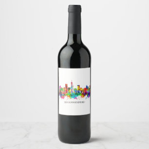 Étiquette Pour Bouteilles De Vin Skyline de Johannesbourg