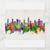 Étiquette Pour Bouteilles De Vin Skyline de l'Illinois (Étiquettes simples)