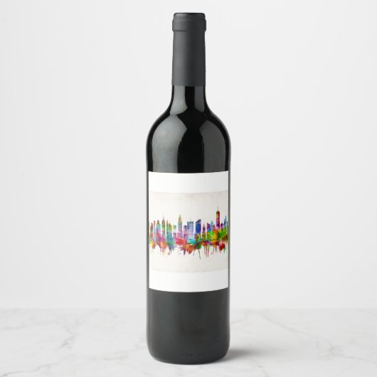 Étiquette Pour Bouteilles De Vin Skyline de New York (Devant)