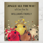 Étiquette Pour Bouteilles De Vin Sleigh Bells Snowflics Noël (Étiquettes simples)