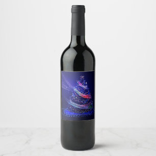 Étiquette Pour Bouteilles De Vin SlipperyJoe arbre de Noël numérique translucide ro
