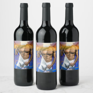 Étiquette Pour Bouteilles De Vin SlipperyJoe's homme musclé bosse abdos salle de sp