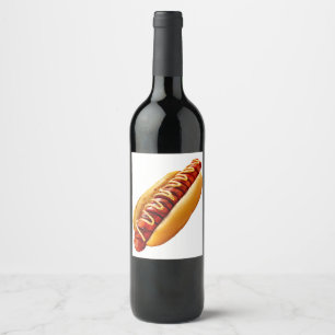 Étiquette Pour Bouteilles De Vin SlipperyJoe's hot dog ambiance estivale BBQ niché