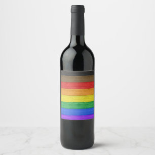 Étiquette Pour Bouteilles De Vin SlipperyJoe's inclusive gay pride drapeau en bois