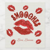Étiquette Pour Bouteilles De Vin Smooches, Lèvres rouges (Étiquettes simples)