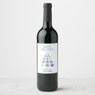 Étiquette Pour Bouteilles De Vin Snowflakes Festive de Noël Personnalisable