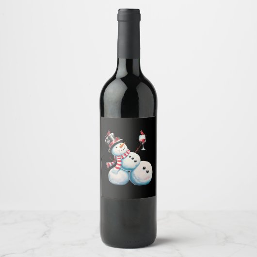 Étiquette Pour Bouteilles De Vin Snowman Avec Vin Noël Drôle Noël Cadeau de Noël (Devant)