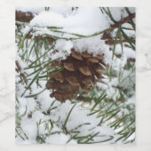 Étiquette Pour Bouteilles De Vin Snowy Pine Cone I (Étiquettes simples)