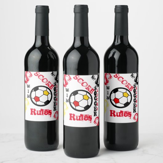ÉTIQUETTE POUR BOUTEILLES DE VIN SOCCER (Bouteilles)
