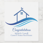 Étiquette Pour Bouteilles De Vin Société Immobilière Bleue Maison Moderne Logo Pers (Étiquettes simples)