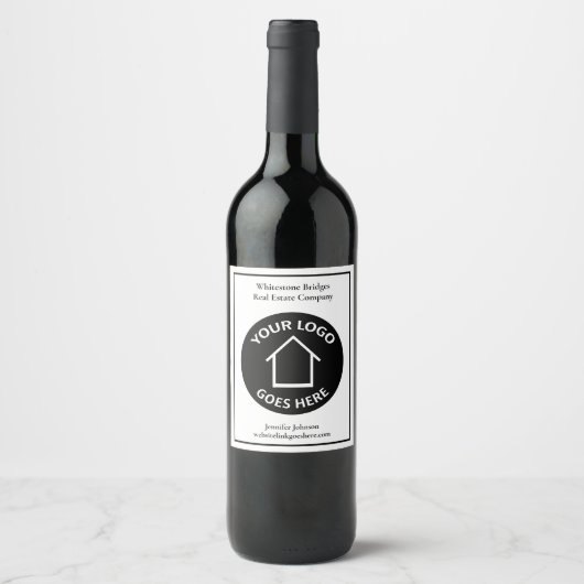 Étiquette Pour Bouteilles De Vin Société immobilière Logo personnalisé Agent immobi (Devant)