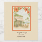 Étiquette Pour Bouteilles De Vin Soft Green Tropical Hawaii Destination Mariage (Étiquettes simples)