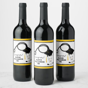 Étiquette Pour Bouteilles De Vin Soins infirmiers - Fête des diplômés de l'école