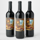 Étiquette Pour Bouteilles De Vin Soir de Noël cosy (Bouteilles)