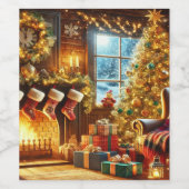 Étiquette Pour Bouteilles De Vin Soir de Noël cosy (Étiquettes simples)