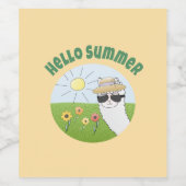 Étiquette Pour Bouteilles De Vin Soirée alpaka Hello Summer Alpaca (Étiquettes simples)