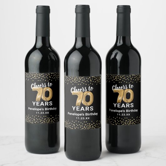 Étiquette Pour Bouteilles De Vin Soirée branchée du 70e anniversaire (Bouteilles)