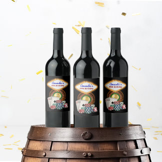 Étiquette Pour Bouteilles De Vin Soirée Casino de Vegas Anniversaire / Enterrement