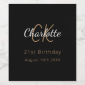 Étiquette Pour Bouteilles De Vin Soirée d'anniversaire en or noir (Étiquettes simples)