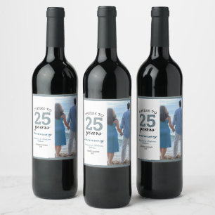 Étiquette Pour Bouteilles De Vin Soirée d'anniversaire Mariage de 25 ans